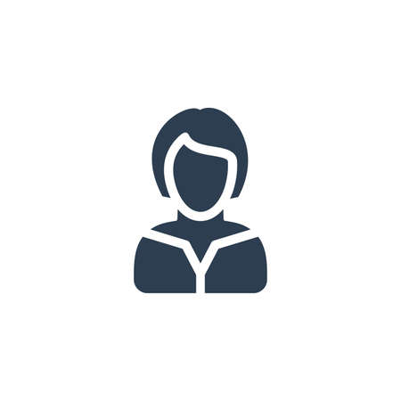 businesswoman, lady avatar, business solid flat icon. vector illustrationのイラスト素材