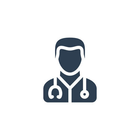 Avatar, doctor whith phonendoscope solid flat icon. vector illustrationのイラスト素材