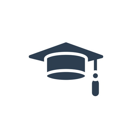 graduation hat solid flat icon. vector illustrationのイラスト素材