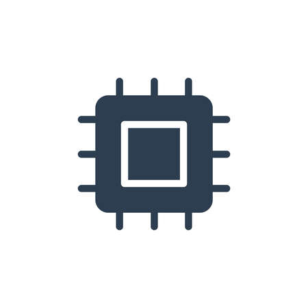 processor, motherboard, chip solid flat icon. vector illustration