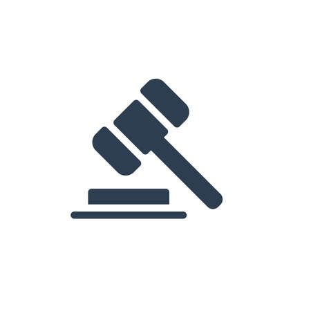 auction hammer, law and justice symbol, verdict solid flat icon. vector illustrationのイラスト素材