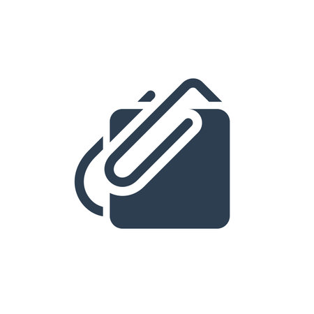 attach, paper clip solid flat icon. vector illustrationのイラスト素材