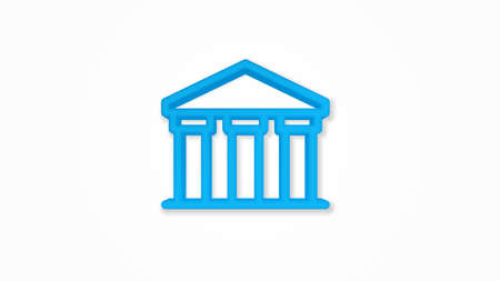 public bank building, university or museum, classic greek architecture 3d realistic line icon. Vector top view illustration. color pictogram isolated on white backgroundのイラスト素材