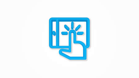 Touchscreen action, finger click, tap 3d realistic line icon. Vector top view illustration. color pictogram isolated on white backgroundのイラスト素材