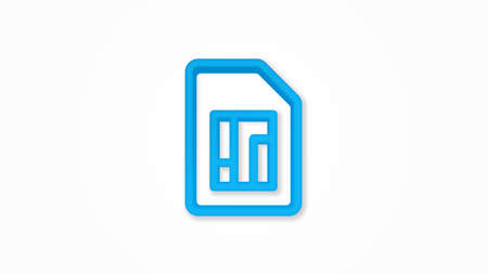 SIM card 3d realistic line icon. Vector top view illustration. color pictogram isolated on white backgroundのイラスト素材