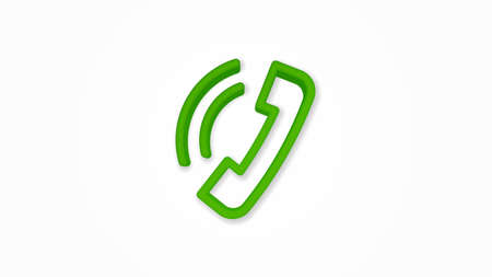 telephone call, contact us, handset, phone 3d realistic line icon. Vector top view illustration. color pictogram isolated on white backgroundのイラスト素材