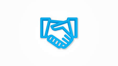 handshake 3d realistic line icon. Vector top view illustration. color pictogram isolated on white backgroundのイラスト素材