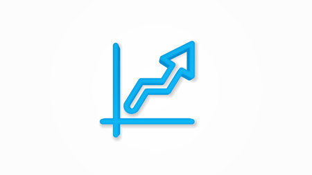growth graph chart, market success, stock bar up 3d realistic line icon. Vector top view illustration. color pictogram isolated on white backgroundのイラスト素材