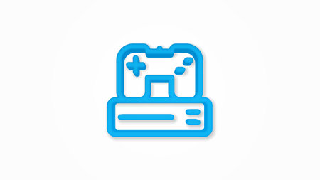 Console and joystick, gaming 3d realistic line icon. Vector top view illustration. color pictogram isolated on white backgroundのイラスト素材