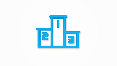 Empty Winners Podium, First, Second, Third Place, Award Ceremony 3d realistic line icon. Vector top view illustration. color pictogram isolated on white backgroundのイラスト素材