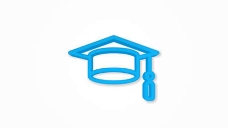 graduation hat 3d realistic line icon. Vector top view illustration. color pictogram isolated on white backgroundのイラスト素材