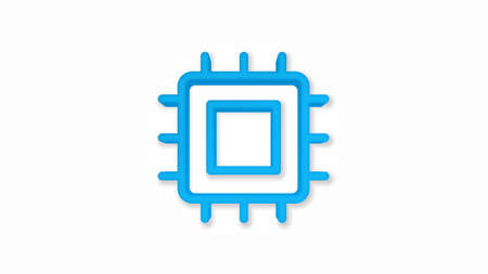 processor, motherboard, chip 3d realistic line icon. Vector top view illustration. color pictogram isolated on white backgroundのイラスト素材