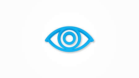 eye, vision 3d realistic line icon. Vector top view illustration. color pictogram isolated on white backgroundのイラスト素材