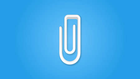 attach, paper clip 3d realistic line icon. Vector top view illustration. color pictogram isolated on blue backgroundのイラスト素材