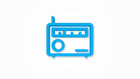 radio receiver, station 3d realistic line icon. Vector top view illustration. color pictogram isolated on white backgroundのイラスト素材