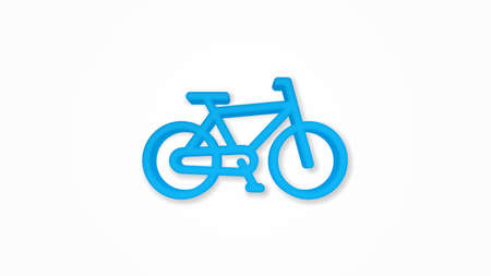 Bicycle, bike 3d realistic line icon. Vector top view illustration. color pictogram isolated on white backgroundのイラスト素材