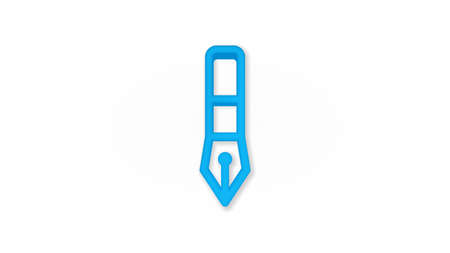 fountain pen 3d line flat color icon. Realistic vector illustration. Pictogram isolated. Top view. Colorful transparent shadow design.のイラスト素材