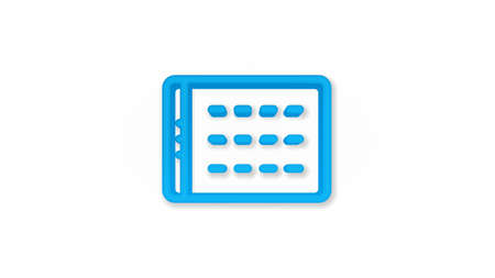 Tablet PC 3d line flat color icon. Realistic vector illustration. Pictogram isolated. Top view. Colorful transparent shadow design.のイラスト素材