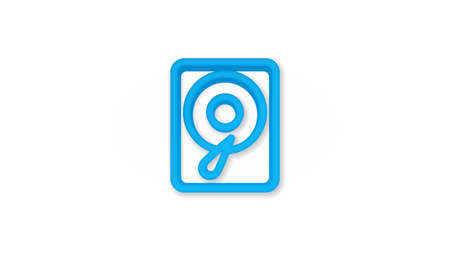 Hard drive 3d line flat color icon. Realistic vector illustration. Pictogram isolated. Top view. Colorful transparent shadow design.のイラスト素材