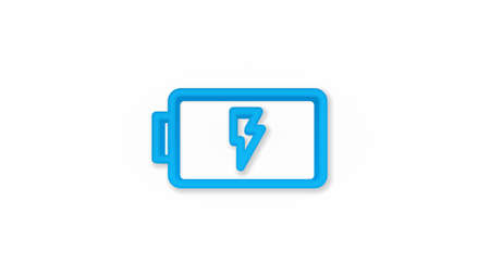 battery charge full 3d line flat color icon. Realistic vector illustration. Pictogram isolated. Top view. Colorful transparent shadow designのイラスト素材