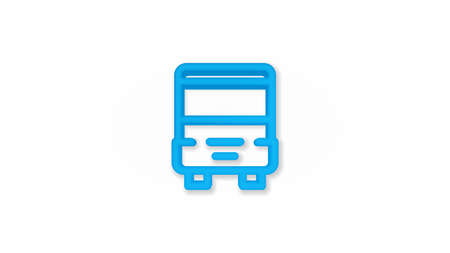 passenger bus 3d line flat color icon. Realistic vector illustration. Pictogram isolated. Top view. Colorful transparent shadow design.のイラスト素材