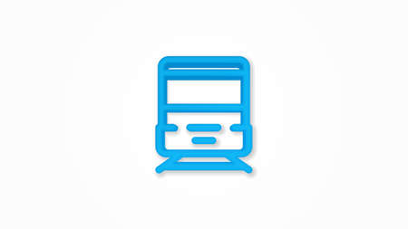 train, tram, rails transport 3d line flat color icon. Realistic vector illustration. Pictogram isolated. Top view. Colorful transparent shadow design.のイラスト素材
