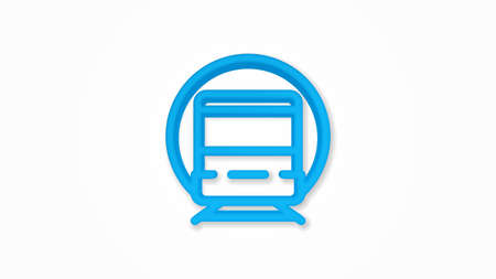 train, tram, rails transport 3d line flat color icon. Realistic vector illustration. Pictogram isolated. Top view. Colorful transparent shadow design.のイラスト素材