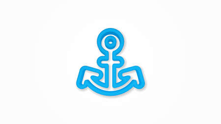 Anchor 3d line flat color icon. Realistic vector illustration. Pictogram isolated. Top view. Colorful transparent shadow design.のイラスト素材