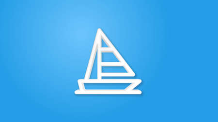 sailing ship 3d line flat color icon. Realistic vector illustration. Pictogram isolated. Top view. Colorful transparent shadow design.のイラスト素材