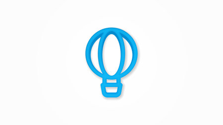 Air balloon 3d line flat color icon. Realistic vector illustration. Pictogram isolated. Top view. Colorful transparent shadow design.のイラスト素材