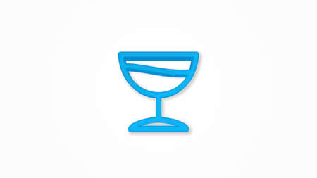 wine or cocktail glass icon 3d line flat color icon. Realistic vector illustration. Pictogram isolated. Top view. Colorful transparent shadow design.のイラスト素材