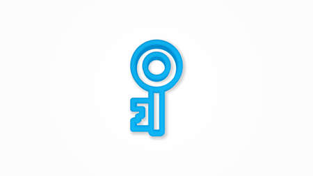 key 3d line flat color icon. Realistic vector illustration. Pictogram isolated. Top view. Colorful transparent shadow design.のイラスト素材
