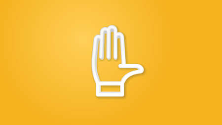 hand palm, access control, stop 3d line flat icon. Realistic vector illustration. Pictogram isolated. Top view. Colorful transparent shadow design.のイラスト素材