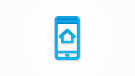 Smart home mobile control icon organization of electronic devices 3d line flat color icon. Realistic vector illustration. Pictogram isolated. Top view. Colorful transparent shadow design.のイラスト素材