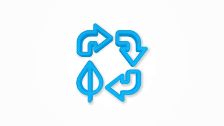 recycle signs a green color 3d line flat color icon. Realistic vector illustration. Pictogram isolated. Top view. Colorful transparent shadow design.のイラスト素材