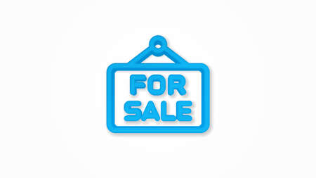 Sale sign 3d line flat color icon. Realistic vector illustration. Pictogram isolated. Top view. Colorful transparent shadow design.のイラスト素材
