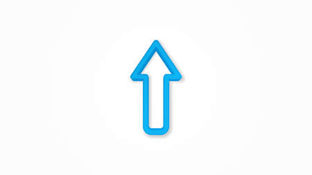 up arrow 3d line flat color icon. Realistic vector illustration. Pictogram isolated. Top view....