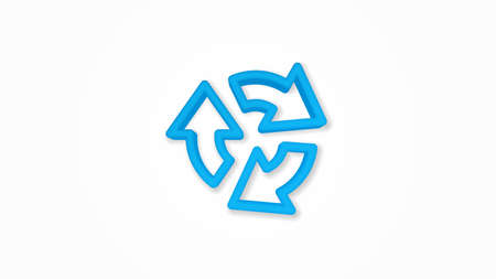 Refresh three arrow rotate 3d line flat color icon. Realistic vector illustration. Pictogram isolated. Top view. Colorful transparent shadow design.のイラスト素材