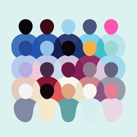 Vector illustration. Diverse crowd of people, abstract pattern. community, society, different personalities and cultures make up a population. Multicultural nature, right to be different concept.のイラスト素材