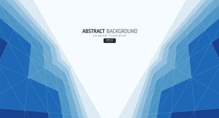 Abstract geometric blue background, lines and surface. Digital connect, network concept. Vector abstract glass architecture, business building, urban graphic design. Technology, motion in perspectiveのイラスト素材