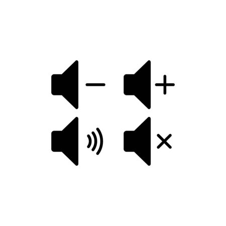 speaker icon vector flat design, sound symbol in black flat design on white backgroundのイラスト素材