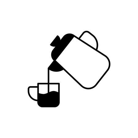 Cappuccino coffee, latte, icon  in solid black flat shape glyph icon, isolated on white backgroundのイラスト素材