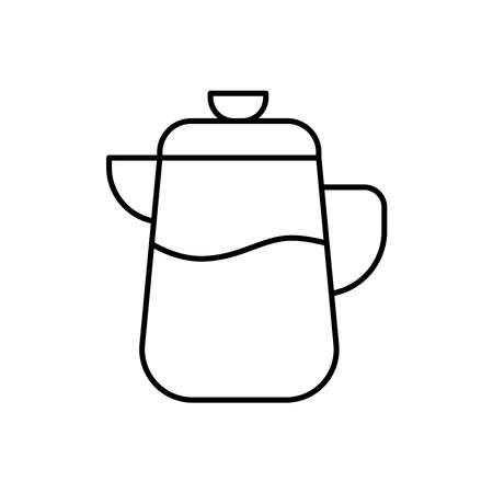 hot pot coffee icon in flat black line style, isolated on whiteのイラスト素材