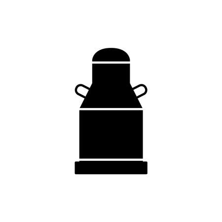 milk tank icon in solid black flat shape glyph icon, isolated on white backgroundのイラスト素材