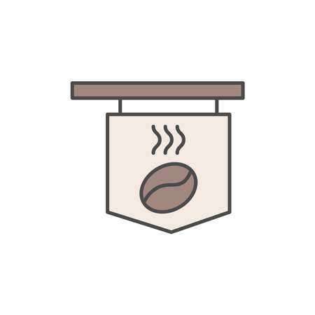 Coffee shop signboard icon in color icon, isolated on white backgroundのイラスト素材