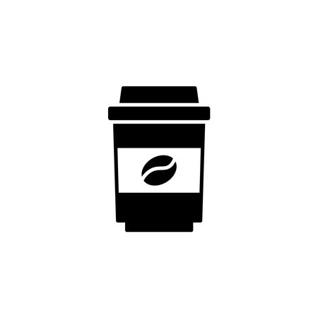 Coffee cups icon  in solid black flat shape glyph icon, isolated on white backgroundのイラスト素材