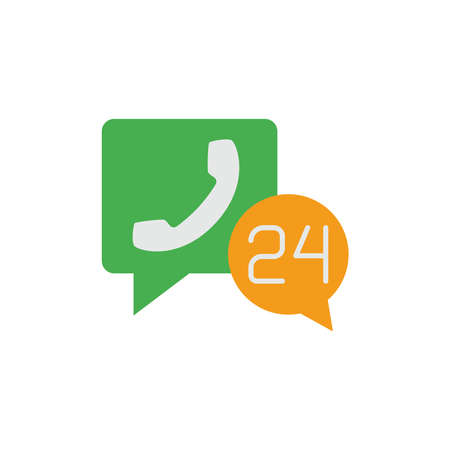 24 Hours Call center icon in color icon, isolated on white background