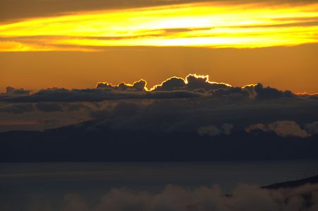 Maui Sunset from mountain topの写真素材
