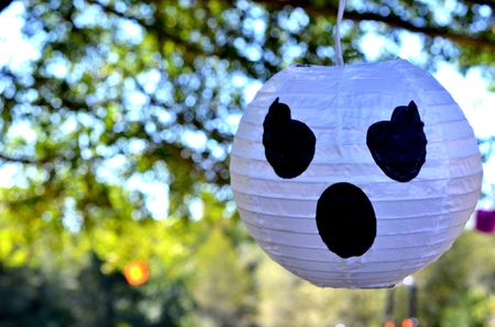 Decorative Halloween scary face, ghost, pumpkin headの写真素材