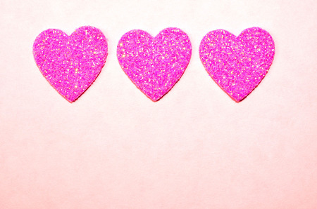 Sparkling pink hearts. Valentine's Day, Wedding, Anniversary, symbol of Love.